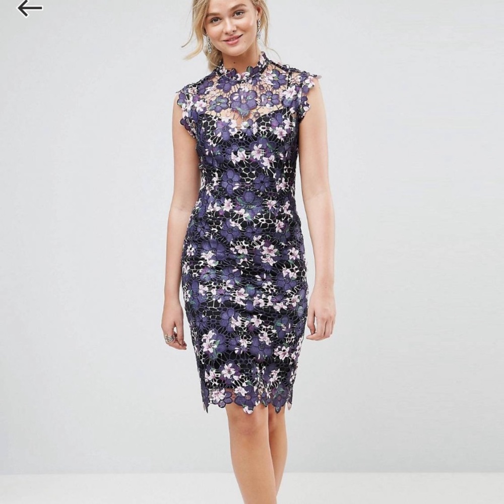 Paper Dolls Tall High Neck Floral Midi Dress
